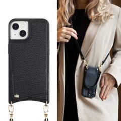 Selencia Coque arrière avec cordon et porte-cartes Nova iPhone 13 - Noir