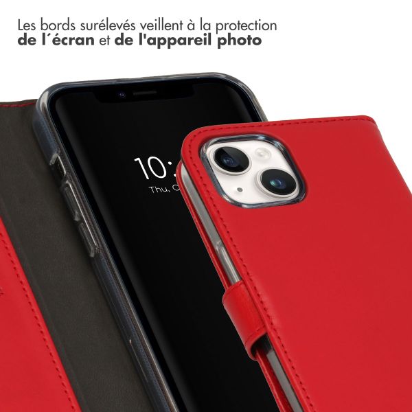 Selencia Étui de téléphone portefeuille en cuir véritable iPhone 15 - Rouge