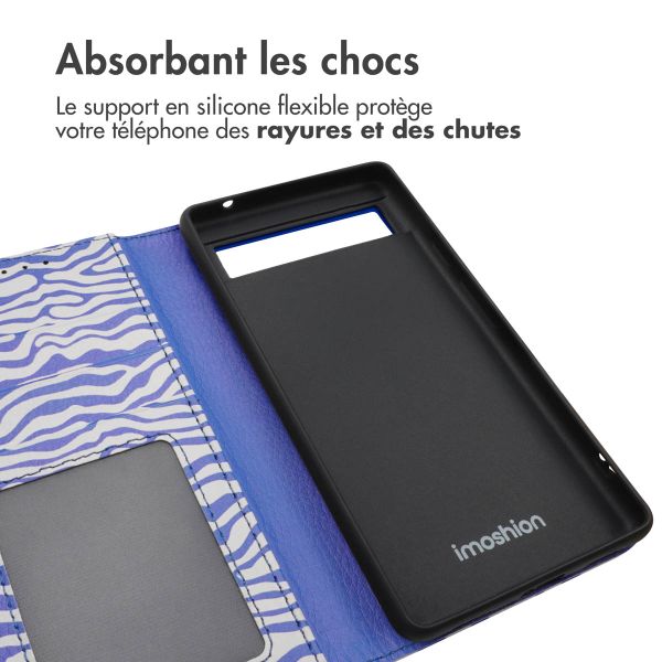 imoshion Étui de télephone portefeuille Design Google Pixel 6a - White Blue Stripes