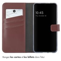Selencia Étui portefeuille en cuir véritable Samsung Galaxy S25 - Marron foncé