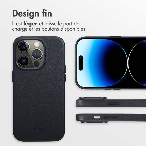 Accezz Coque arrière en cuir avec MagSafe Apple iPhone 14 Pro - Onyx Black