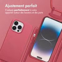 imoshion Coque arrière Color avec cordon amovible et MagSafe Apple iPhone 14 Pro Max - Raspberry