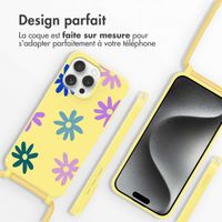 imoshion Coque design en silicone avec cordon Apple iPhone 15 Pro - Yellow Flower Distance