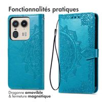 imoshion Etui de téléphone portefeuille Mandala Motorola Edge 50 Ultra - Turquoise