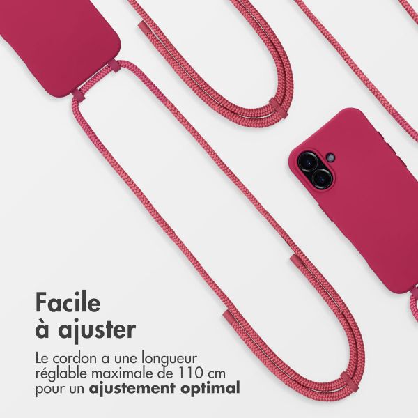 imoshion Coque arrière Color avec cordon amovible et MagSafe Apple iPhone 16 - Raspberry