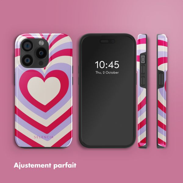 Selencia Coque arrière Vivid avec MagSafe Apple iPhone 15 Pro - Double Hearts Rubine Red Lilac