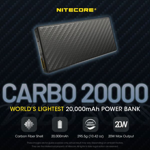 Nitecore Carbo 20000 | Batterie externe en fibre de carbone - 20.000 mAh