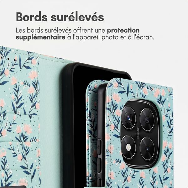 imoshion Étui de télephone portefeuille Design Xiaomi Redmi Note 14 Pro Plus (5G) - Blue Flowers
