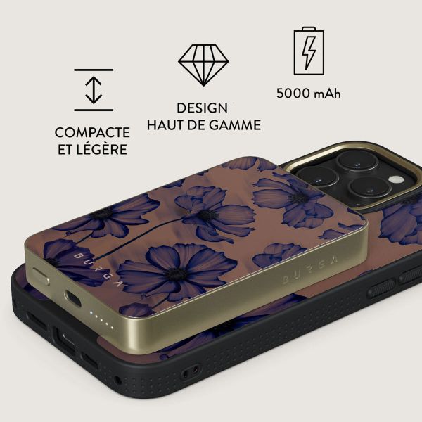 Burga Powerbank magnétique 5 000 mAh - MagSafe et Qi2 - Nuit de velours / Or