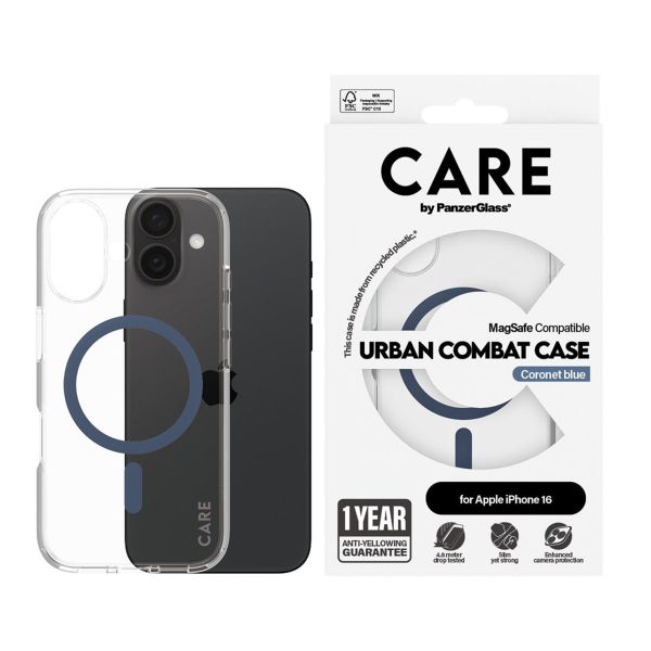 CARE by PanzerGlass Coque Urban Combat MagSafe Apple iPhone 16 - Blue