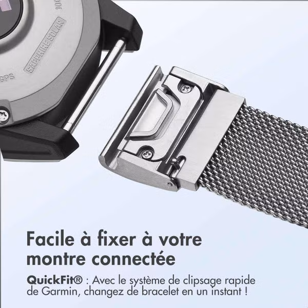 imoshion Bracelet QuickFit® Milanais  - Connexion Garmin 22 mm - Taille L/XL - Argent