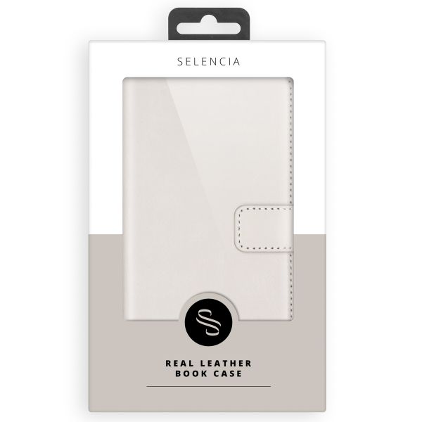 Selencia Étui de téléphone portefeuille en cuir véritable Galaxy A22 (5G) - Gris