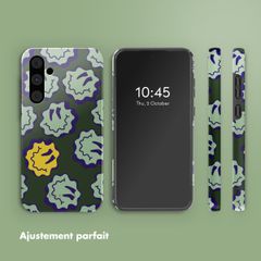 Selencia Coque arrière Vivid Samsung Galaxy A55 - Wavy Smiley Green