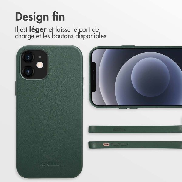 Accezz Coque arrière en cuir avec MagSafe Apple iPhone 12 (Pro) - Cedar Green