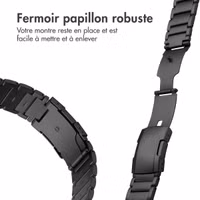 Accezz Bracelet en acier Titane mat  - Connexion Garmin 22 mm - Noir