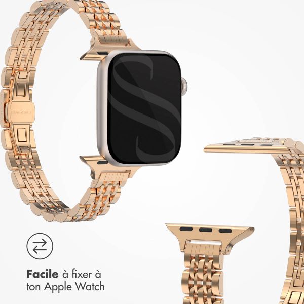 Selencia Bracelet en acier slim style Jubilee Apple Watch Series 1 à 9 / SE (38/40/41 mm) | Series 10 (42 mm) - Or Rose