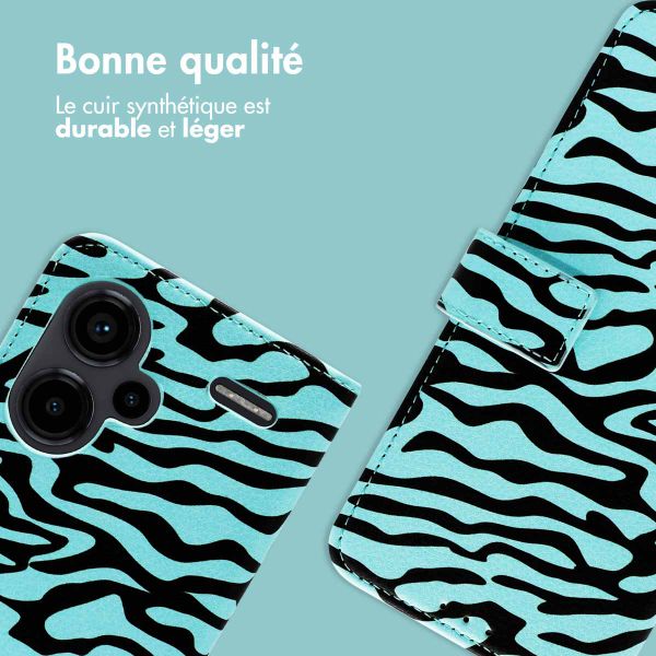 imoshion Étui de télephone portefeuille Design Xiaomi Redmi Note 13 Pro Plus (5G) - Black Blue Stripes