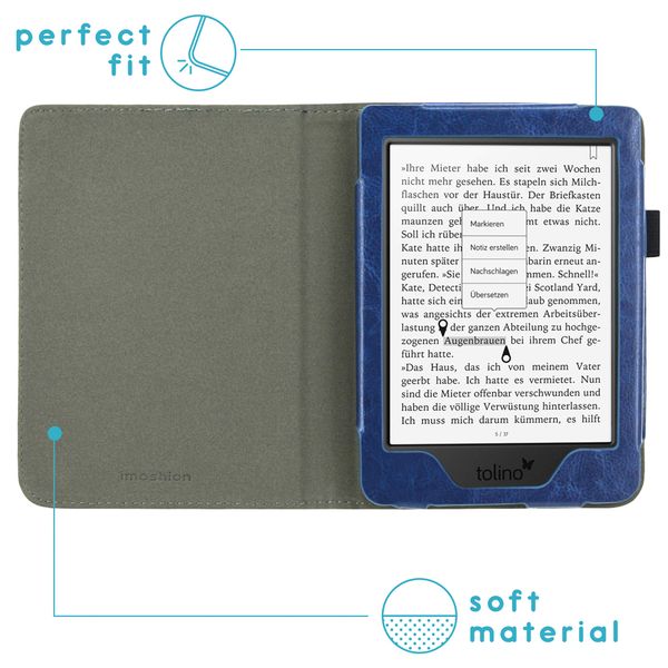imoshion Étui de liseuse portefeuille en cuir végan Tolino Page 2 - Bleu foncé