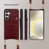 Selencia Coque de télephone Nova Croco avec cordon et porte-cartes Samsung Galaxy S24 / S25 - Burgundy