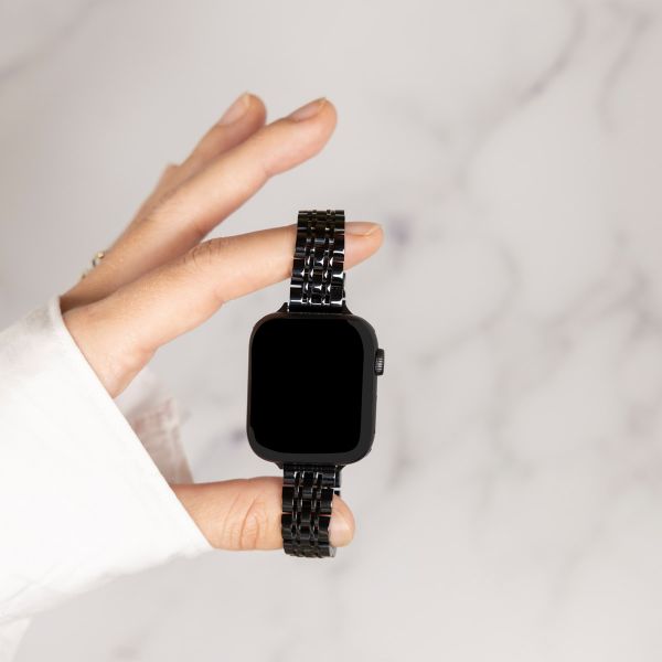 Selencia Bracelet en acier slim style Jubilee Apple Watch Series 1 t/m 9 / SE (38/40/41 mm) | Series 10 / 11 (42 mm) - Noir