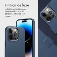 Accezz Étui de télephone portefeuille en cuir 2-en-1 avec MagSafe Apple iPhone 14 Pro - Nightfall Blue