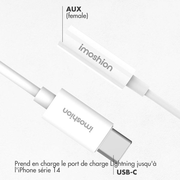 imoshion ﻿Adaptateur AUX - Adaptateur audio USB-C vers 3,5 mm / Jack - USB-C mâle vers AUX femelle - Blanc