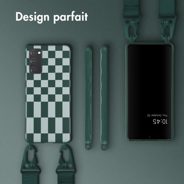 Selencia ﻿Coque design en silicone avec cordon amovible Samsung Galaxy S20 FE - Irregular Check Green