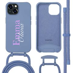 Coque de couleur personnalisée MagSafe avec cordon amovible  et nom iPhone 15 - Ash Blue