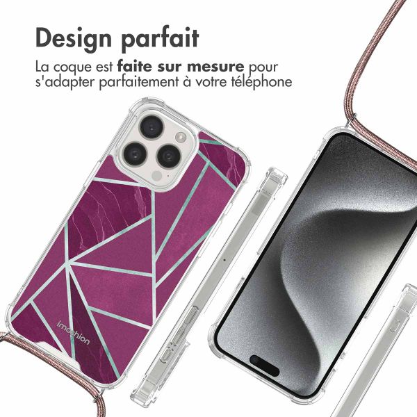 imoshion Coque Design avec cordon Apple iPhone 15 Pro - Bordeaux Graphic