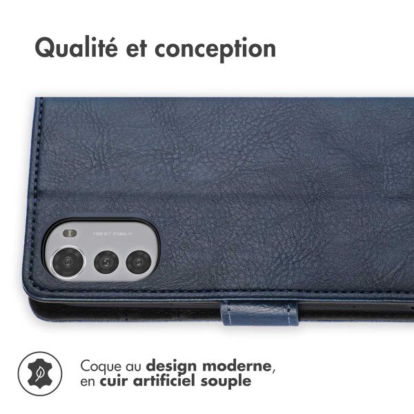 imoshion Étui de téléphone portefeuille Luxe Motorola Moto E32 / E32s - Bleu foncé