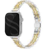 Selencia Bracelet en acier slim style Jubilee Apple Watch Series 1 t/m 9 / SE (38/40/41 mm) | Series 10 / 11 (42 mm) - Argent et Or
