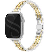 Selencia Bracelet en acier slim style Jubilee Apple Watch Series 1 à 9 / SE (38/40/41 mm) | Series 10 (42 mm) - Argent & Or