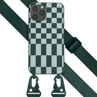 Selencia ﻿Coque design en silicone avec cordon amovible iPhone 12 Pro Max - Irregular Check Green