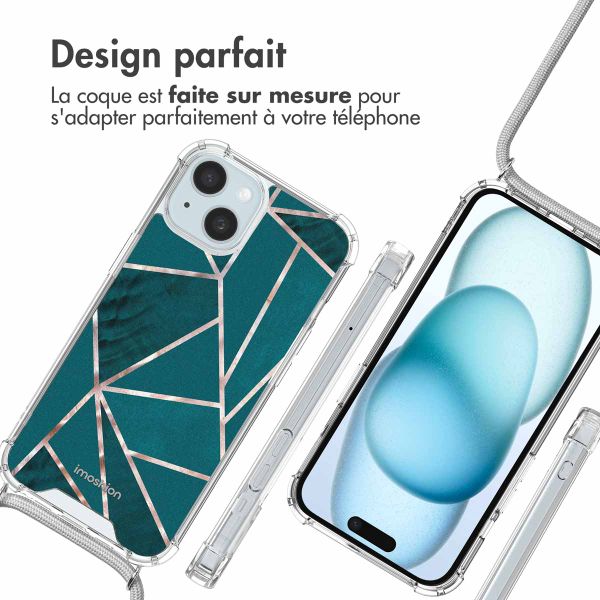 imoshion Coque Design avec cordon Apple iPhone 15 - Petrol Green Graphic