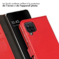 Selencia Étui portefeuille en cuir véritable Samsung Galaxy A12 - Rouge