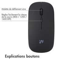 imoshion Souris sans fil - Souris d'ordinateur rechargeable + adaptateur USB-A 2,4G - Noir