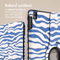 imoshion Coque tablette Design rotatif à 360° Apple iPad 9 (2021) 10.2 pouces / iPad 8 (2020) 10.2 pouces / iPad 7 (2019) 10.2 pouces - White Blue Stripes
