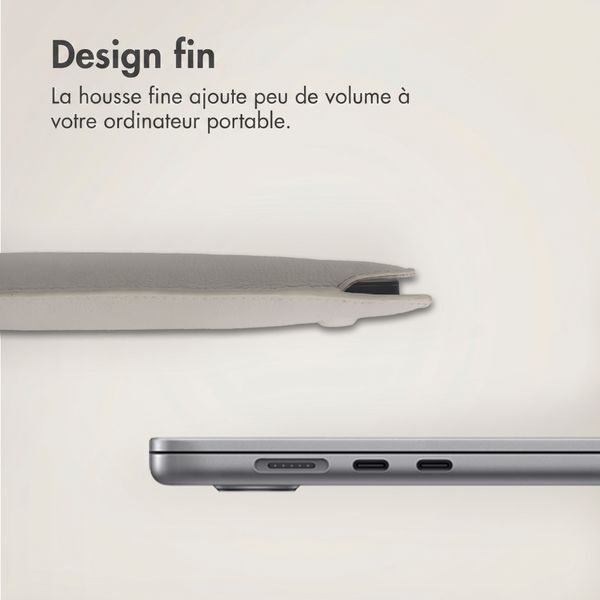 Accezz Leather Pochette ordinateur le Apple MacBook 15 pouces - Beige