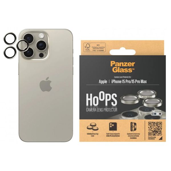 PanzerGlass Protection Caméra Hoops Optic Rings Apple iPhone 15 Pro / 15 Pro Max - Natural Metal