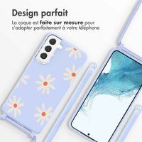 imoshion Coque design en silicone avec cordon Samsung Galaxy S22 Plus - Lila Flower Distance