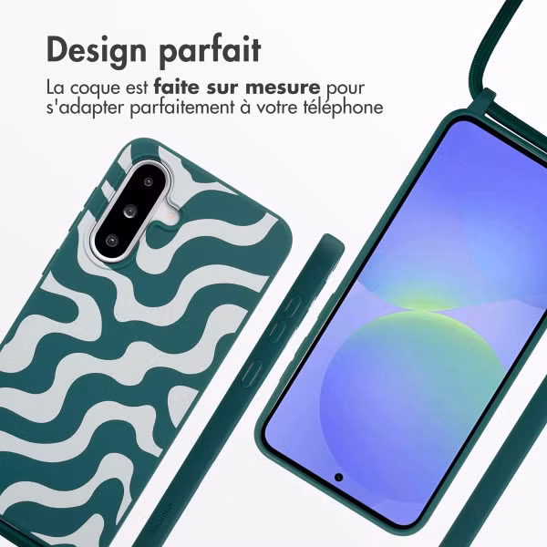 imoshion Coque design en silicone avec cordon Samsung Galaxy A36 / A56 - Petrol Green Groovy