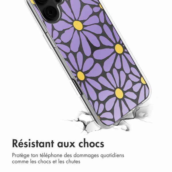 imoshion Coque design pour iPhone 16 - Tropical Violet Flowers Connect