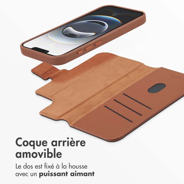 Accezz Étui de télephone portefeuille en cuir 2-en-1 avec MagSafe Apple iPhone 16e - Sienna Brown