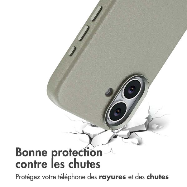 Accezz Coque arrière en cuir avec MagSafe Apple iPhone 17 - Light Grey