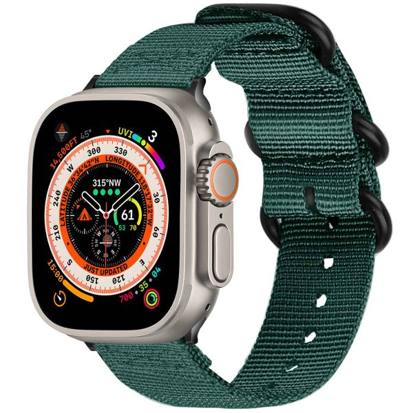 imoshion Bracelet en nylon Apple Watch Series 1-10 / SE / Ultra (2) - 42/44/45/46/49 mm - Vert foncé