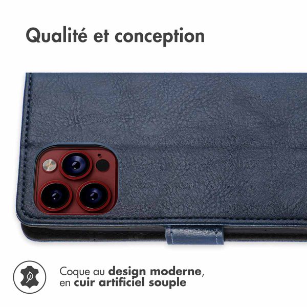 imoshion Étui de téléphone portefeuille Luxe iPhone 15 Pro Max - Bleu foncé