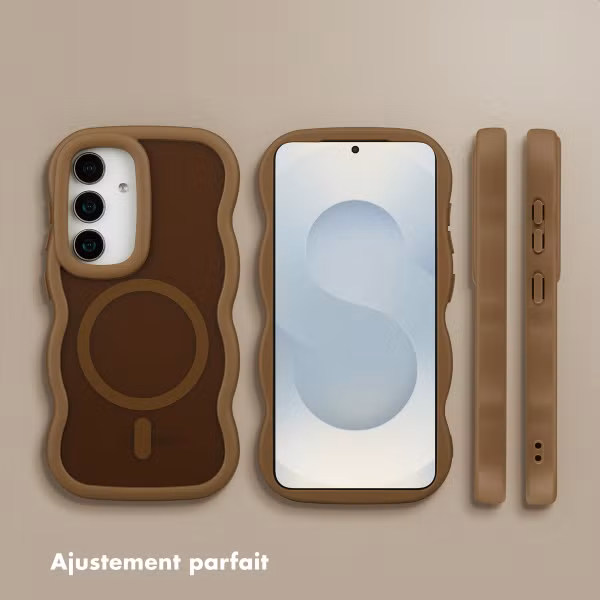 Selencia Coque arrière Wavy avec MagSafe Samsung Galaxy S24 / S25 - Mocha Brown