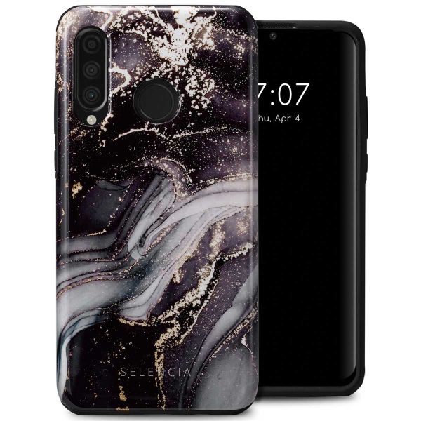 Selencia Coque arrière Vivid Huawei P30 Lite - Chic Marble Black