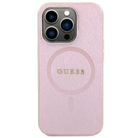 Guess Coque arrière Saffiano MagSafe iPhone 15 Pro - Rose