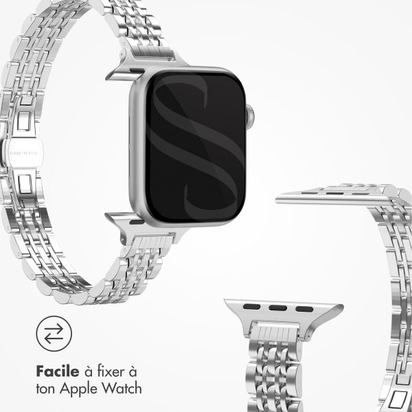 Selencia Bracelet en acier slim style Jubilee Apple Watch Series 1 à 9 / SE (38/40/41 mm) | Series 10 (42 mm) - Argent